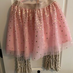 Cat & Jack Pink Tulle Skirt with Gold Heart Accents